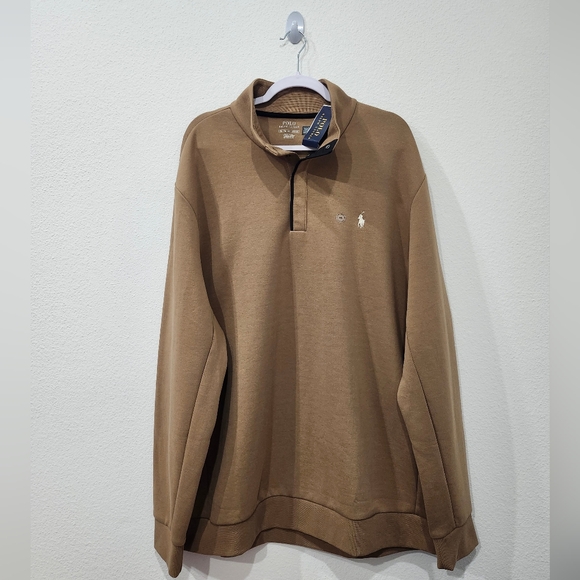 Polo Ralph Lauren Double-Knit Quarter Snap Pullover Khaki Men’s Size XXL NWT